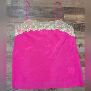Pins & Needles Washable Silk Lace Mesh Cami Shirt Hot Pink Sz Small